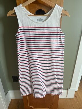 Vineyard Vines White Tank with Red and Navy Stripes